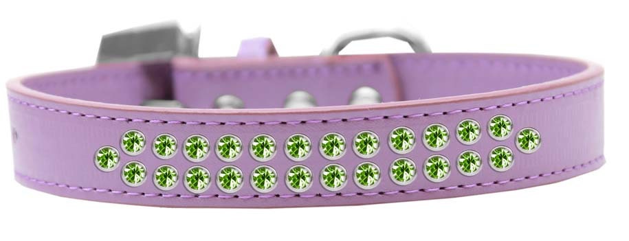 Stylish lime green crystal dog collar with faux leather and crystal buckle, designed for pets.