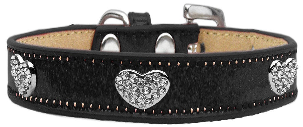 A stylish dog collar featuring clear crystal hearts on an ice cream-themed design, perfect for pets who love elegance.