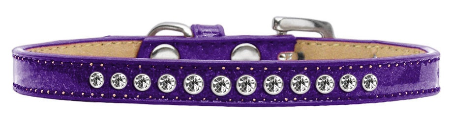 A stylish dog collar featuring clear crystal stones and a crystal buckle, designed for pets with elegance and comfort in mind.