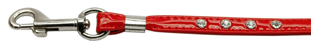 Stylish Patent Jewel Dog Leash with rhinestones, 3/8 inch wide and 4 feet long, made of faux leather.