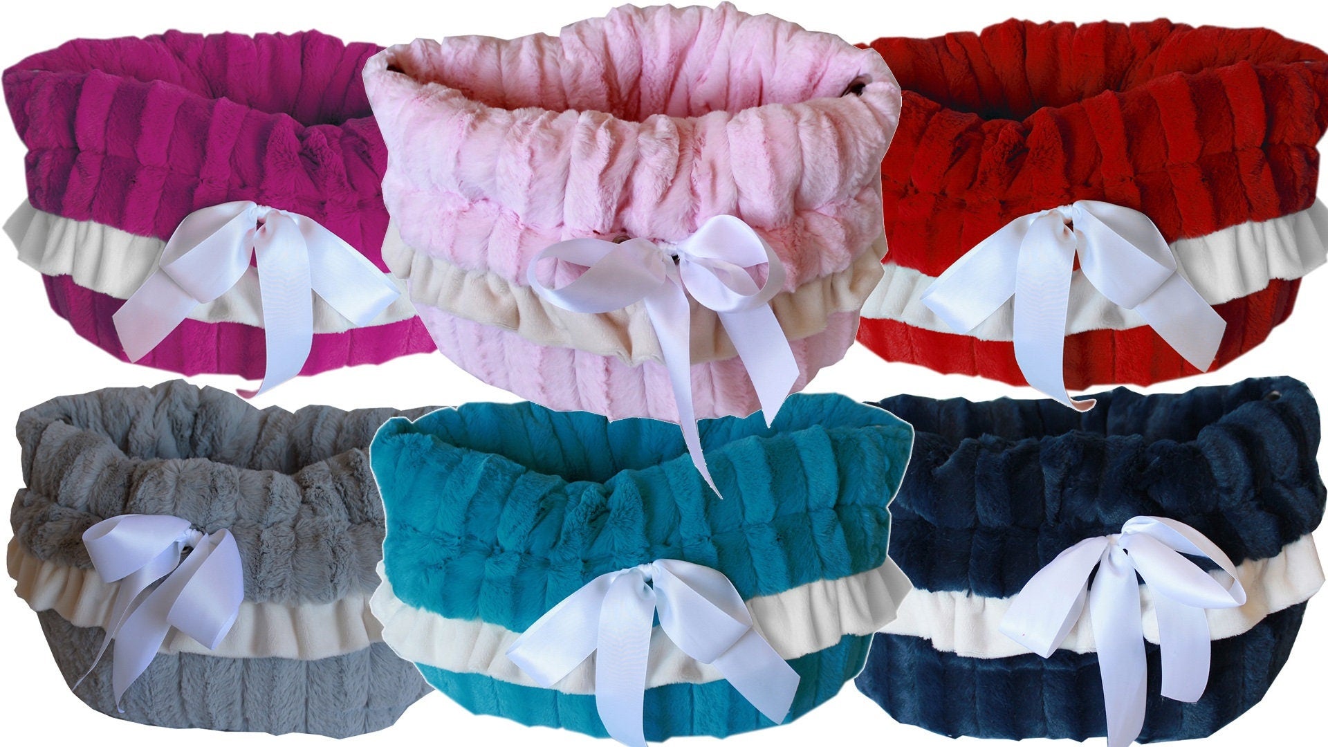 Reversible Snuggle Bugs Pet Bed in luxurious fabric, featuring a cozy design for dogs and cats, with a matching blanket and cushion.