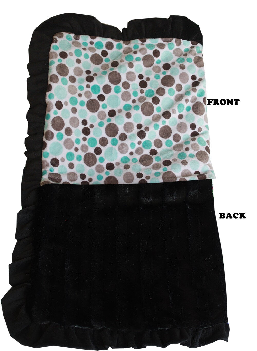 A cozy Dog, Puppy & Cat Sleepytime Cuddle Blanket in vibrant Party Dots design, showcasing Aqua, Pink, and Fall Dots patterns.