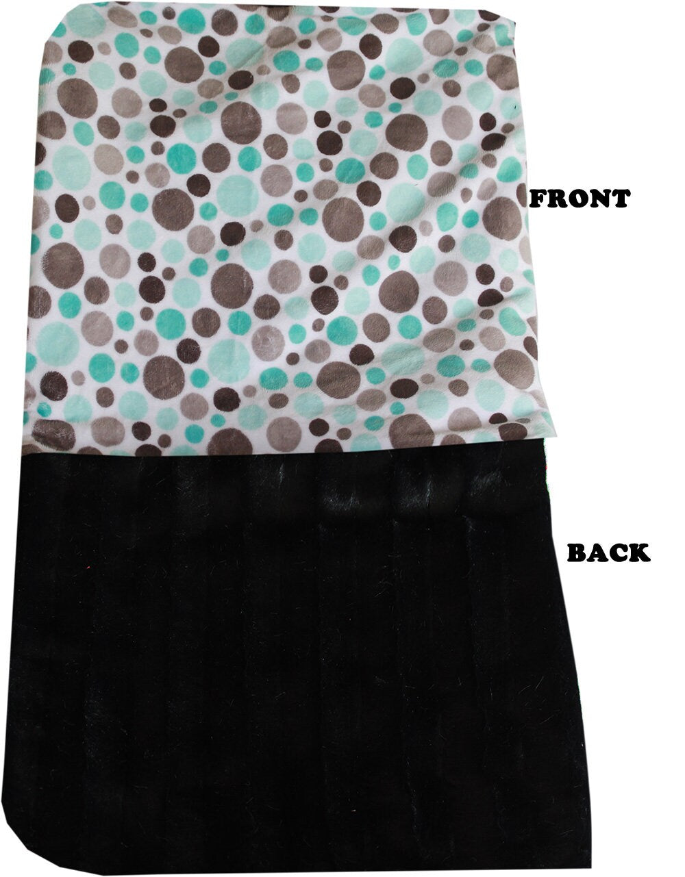 A cozy Dog, Puppy & Cat Sleepytime Cuddle Blanket in vibrant Party Dots design, showcasing Aqua, Pink, and Fall Dots patterns.