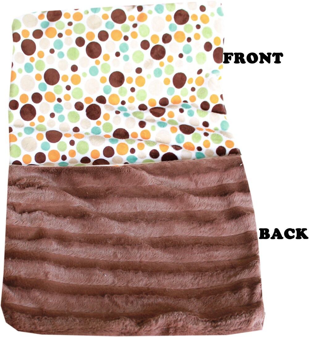 A cozy Dog, Puppy & Cat Sleepytime Cuddle Blanket in vibrant Party Dots design, showcasing Aqua, Pink, and Fall Dots patterns.