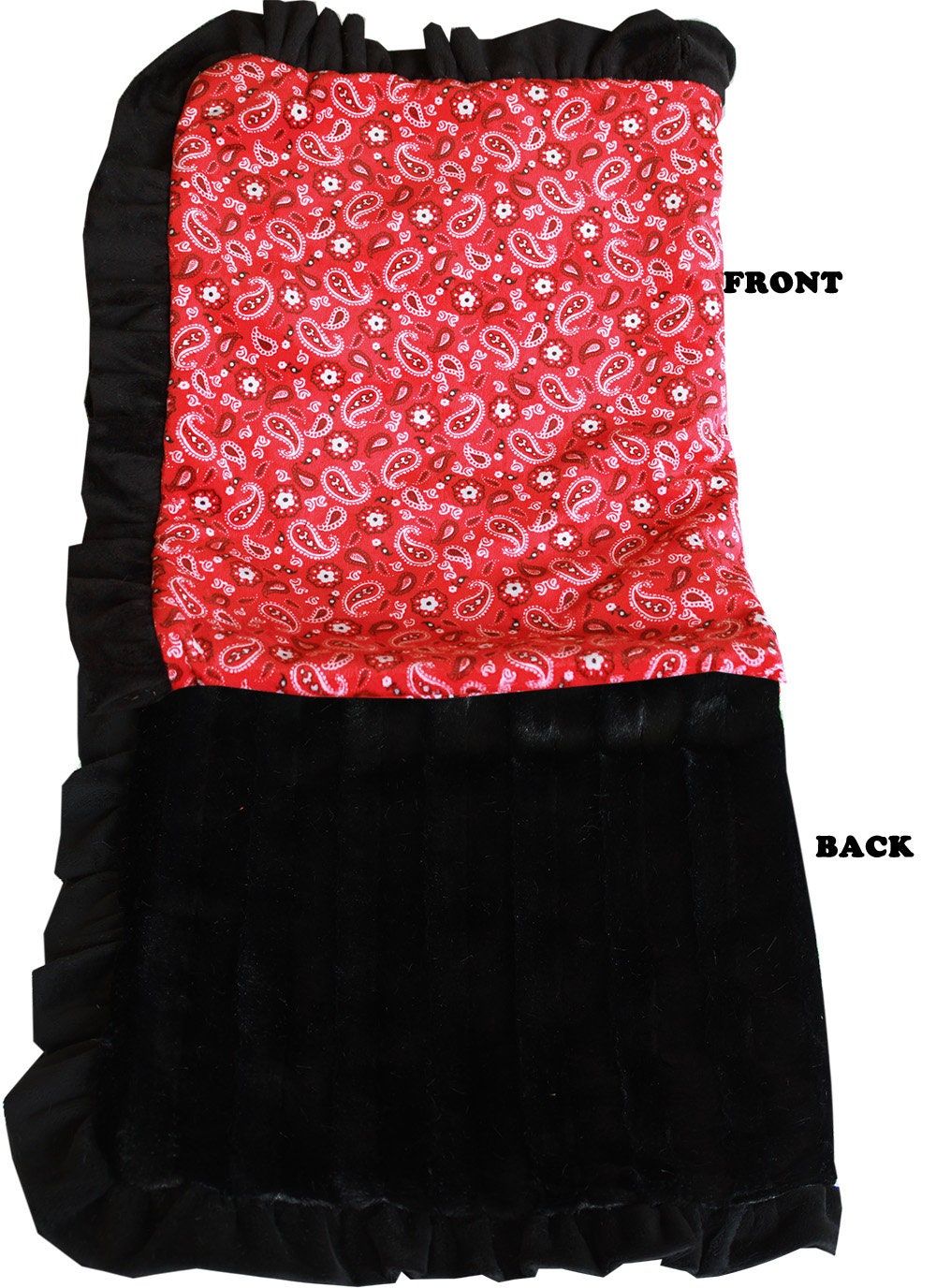 A cozy Dog, Puppy & Cat Sleepytime Cuddle Blanket in vibrant Red and Blue colors, made from soft minky faux fur, perfect for cuddling.