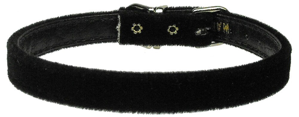 A stylish 3/8" velvet dog collar in various colors, showcasing its soft texture and elegant design.