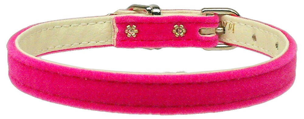A stylish 3/8" velvet dog collar in various colors, showcasing its soft texture and elegant design.