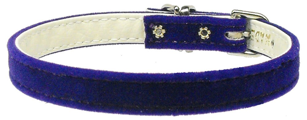 A stylish 3/8" velvet dog collar in various colors, showcasing its soft texture and elegant design.