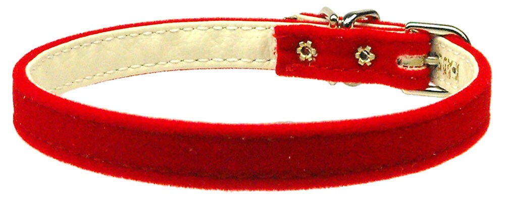 A stylish 3/8" velvet dog collar in various colors, showcasing its soft texture and elegant design.