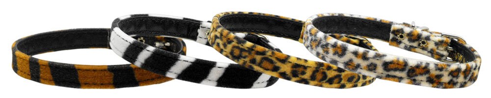 A stylish 3/8" wide animal print dog collar, perfect for pets, showcasing its vibrant design and comfortable fit.