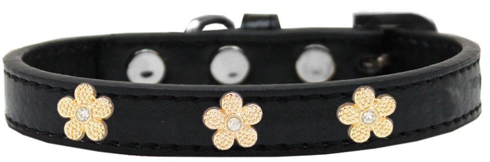 Gold Flower Widget Collar for dogs, featuring metal flower widgets on a durable collar.