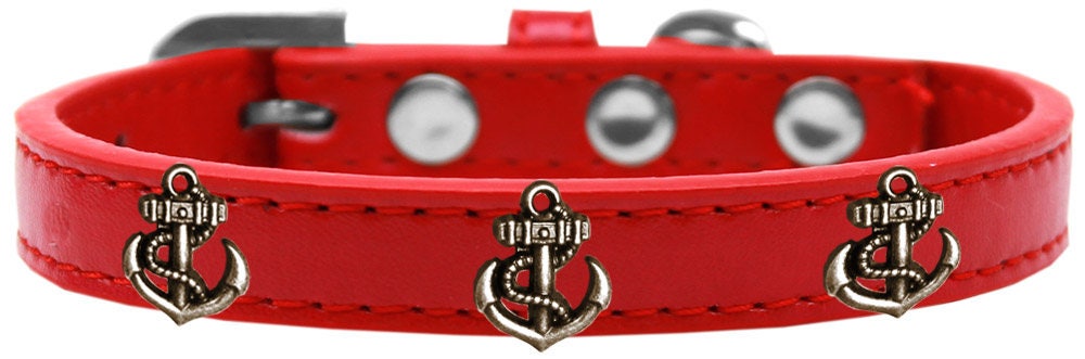 Stylish dog collar featuring a bronze anchor design with metal widgets, perfect for fashionable pets.