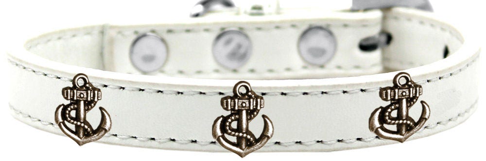 Stylish dog collar featuring a bronze anchor design with metal widgets, perfect for fashionable pets.