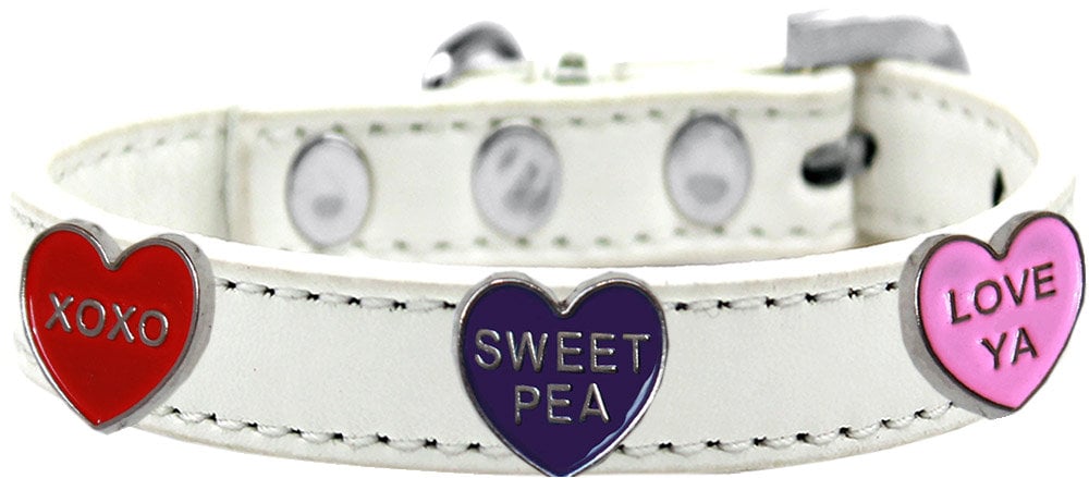 Colorful Dog Collar with Conversation Hearts widgets, designed for style and comfort.