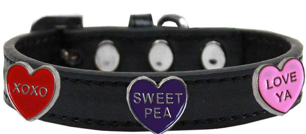 Colorful Dog Collar with Conversation Hearts widgets, designed for style and comfort.
