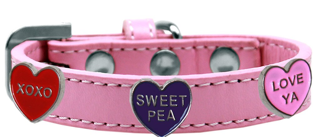 Colorful Dog Collar with Conversation Hearts widgets, designed for style and comfort.