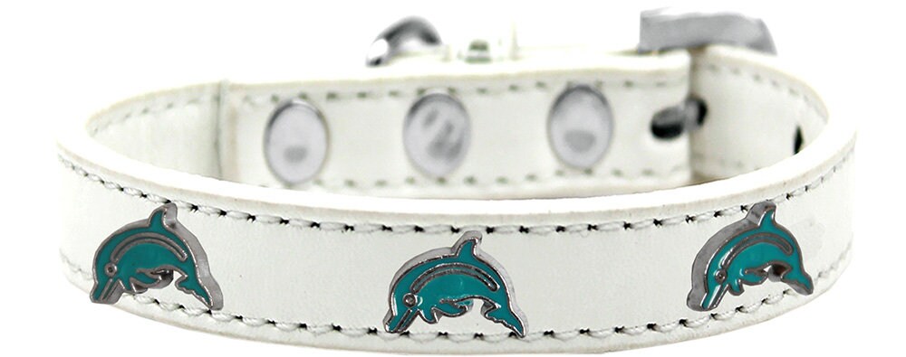 A stylish dog collar featuring dolphin-themed widgets, perfect for pets.