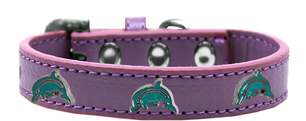 A stylish dog collar featuring dolphin-themed widgets, perfect for pets.
