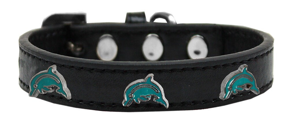 A stylish dog collar featuring dolphin-themed widgets, perfect for pets.