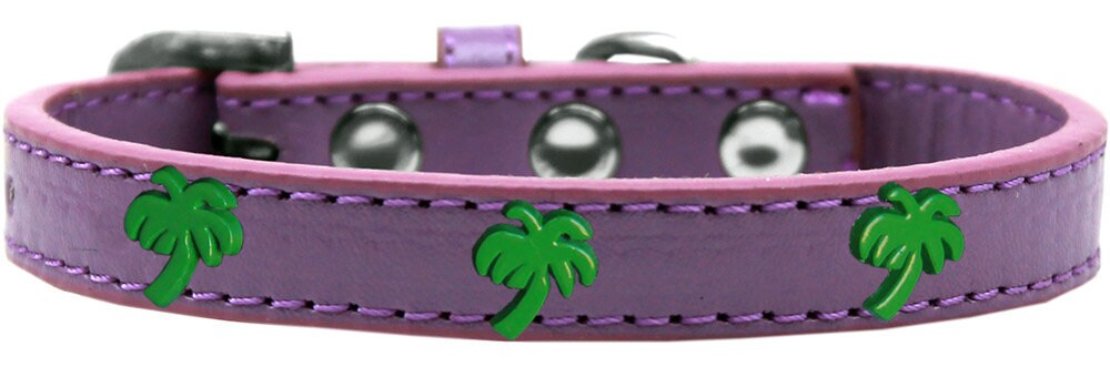 Stylish Green Palm Tree collar for dogs featuring metal widgets, perfect for fashionable pets.