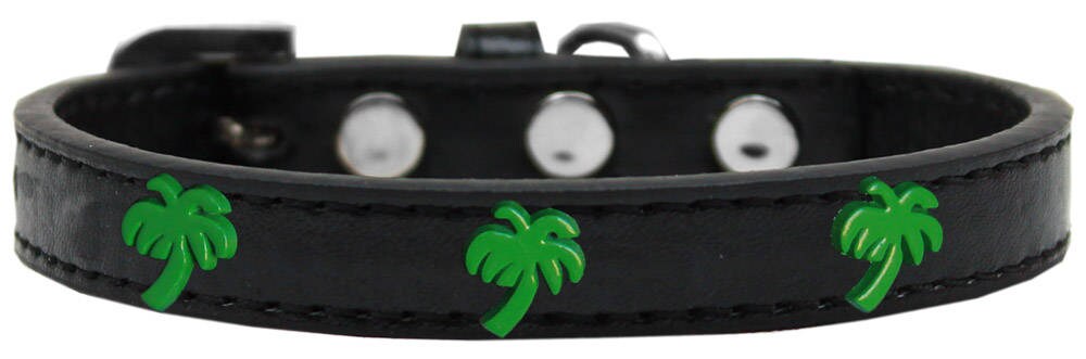 Stylish Green Palm Tree collar for dogs featuring metal widgets, perfect for fashionable pets.