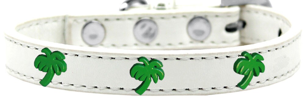 Stylish Green Palm Tree collar for dogs featuring metal widgets, perfect for fashionable pets.