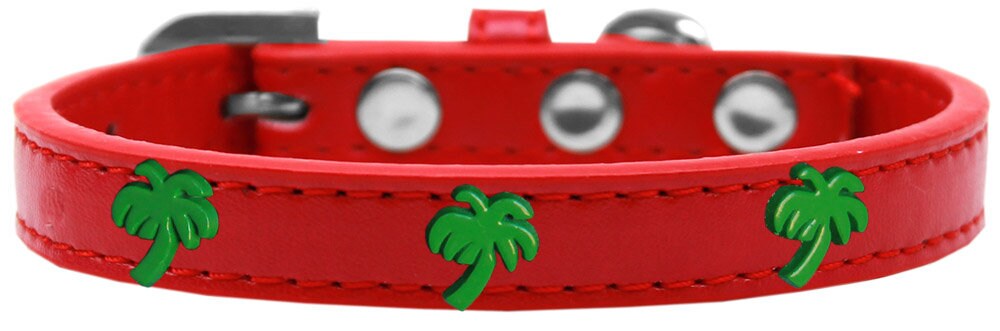 Stylish Green Palm Tree collar for dogs featuring metal widgets, perfect for fashionable pets.