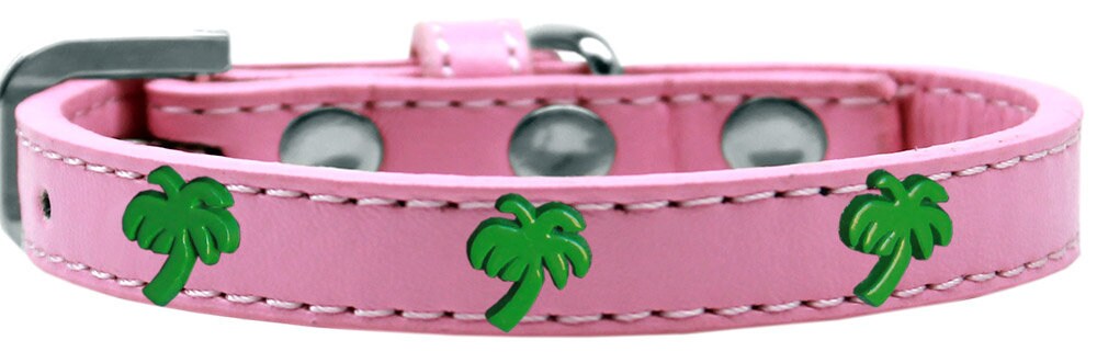 Stylish Green Palm Tree collar for dogs featuring metal widgets, perfect for fashionable pets.