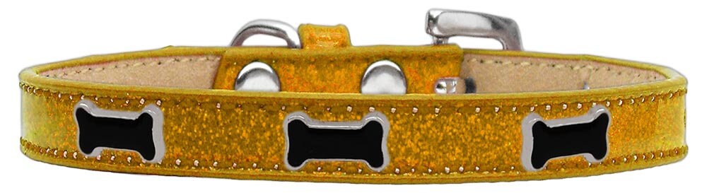 Stylish black bone themed ice cream collar for dogs, featuring colorful widgets and durable material.