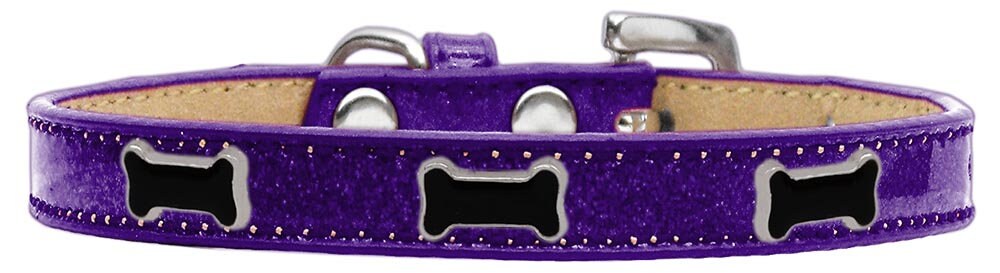 Stylish black bone themed ice cream collar for dogs, featuring colorful widgets and durable material.
