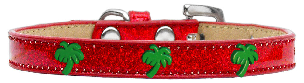 Green Palm Tree Ice Cream Collar for dogs, featuring colorful metal widgets and durable fabric, perfect for summer adventures.