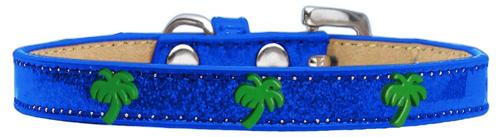 Green Palm Tree Ice Cream Collar for dogs, featuring colorful metal widgets and durable fabric, perfect for summer adventures.