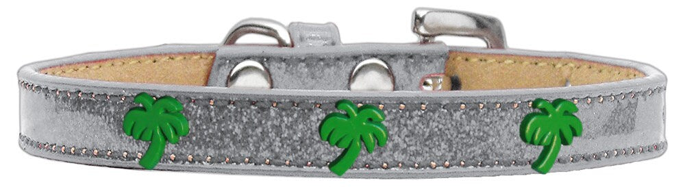 Green Palm Tree Ice Cream Collar for dogs, featuring colorful metal widgets and durable fabric, perfect for summer adventures.