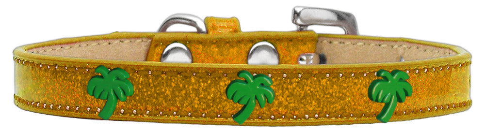 Green Palm Tree Ice Cream Collar for dogs, featuring colorful metal widgets and durable fabric, perfect for summer adventures.