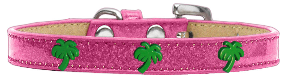 Green Palm Tree Ice Cream Collar for dogs, featuring colorful metal widgets and durable fabric, perfect for summer adventures.