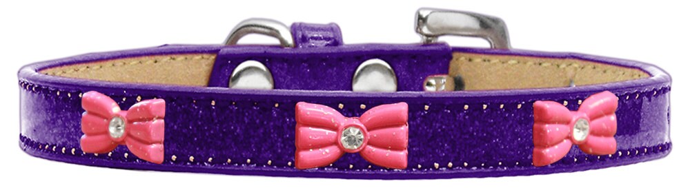 Pink Glitter Bow Ice Cream Collar for dogs, featuring colorful widgets and a stylish design.