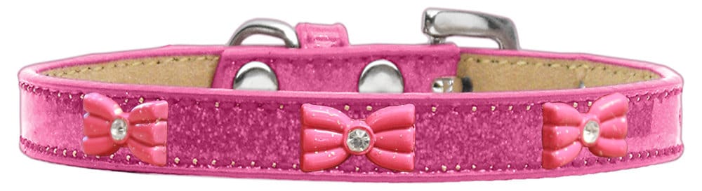 Pink Glitter Bow Ice Cream Collar for dogs, featuring colorful widgets and a stylish design.