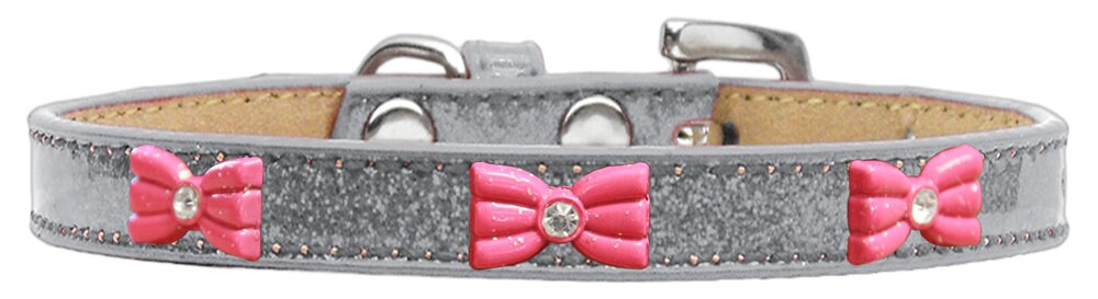 Pink Glitter Bow Ice Cream Collar for dogs, featuring colorful widgets and a stylish design.