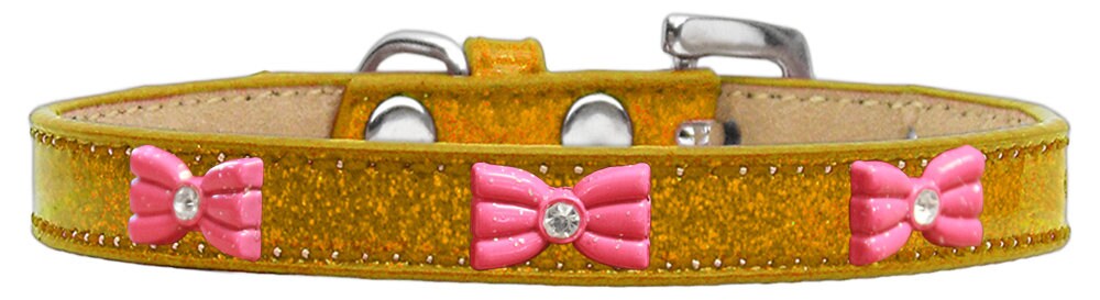 Pink Glitter Bow Ice Cream Collar for dogs, featuring colorful widgets and a stylish design.