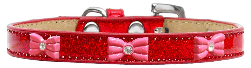 Pink Glitter Bow Ice Cream Collar for dogs, featuring colorful widgets and a stylish design.