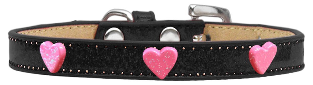 Pink Glitter Heart Ice Cream Collar for dogs, featuring a stylish design with glittery hearts and durable materials.