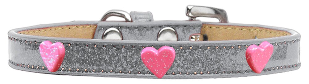 Pink Glitter Heart Ice Cream Collar for dogs, featuring a stylish design with glittery hearts and durable materials.