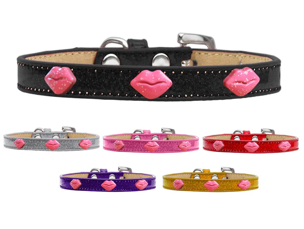 Pink Glitter Lips Ice Cream Collar for dogs, featuring a stylish design with glitter accents and secure fastening.
