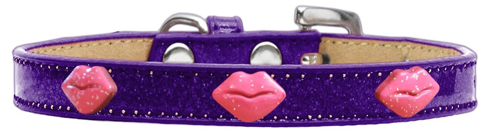 Pink Glitter Lips Ice Cream Collar for dogs, featuring a stylish design with glitter accents and secure fastening.