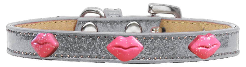 Pink Glitter Lips Ice Cream Collar for dogs, featuring a stylish design with glitter accents and secure fastening.