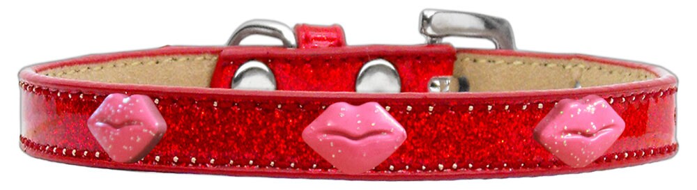Pink Glitter Lips Ice Cream Collar for dogs, featuring a stylish design with glitter accents and secure fastening.