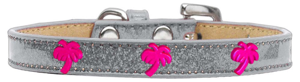 Pink Palm Tree Ice Cream Collar for dogs, featuring colorful widgets and durable material.