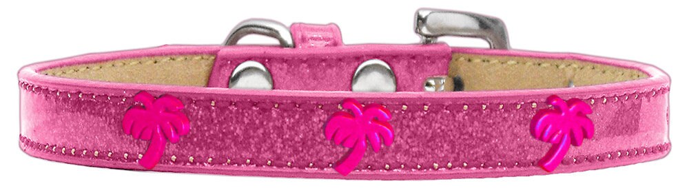 Pink Palm Tree Ice Cream Collar for dogs, featuring colorful widgets and durable material.