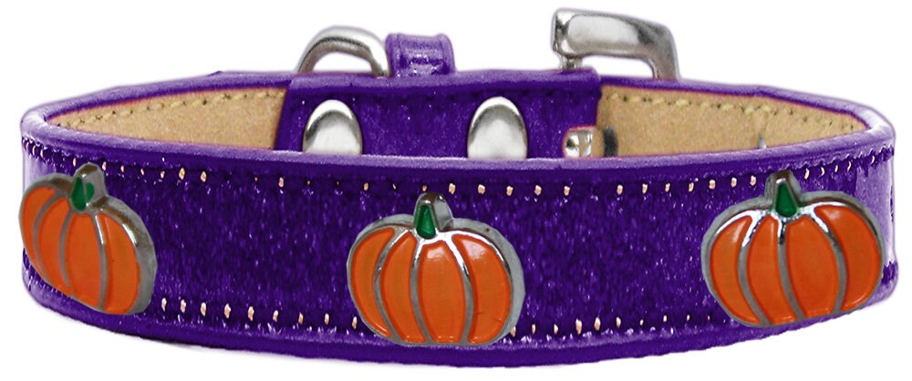 A stylish pumpkin-themed ice cream collar for dogs, featuring colorful widgets and durable materials, perfect for pets of all sizes.