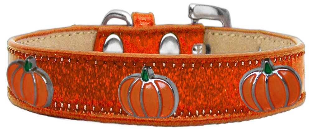 A stylish pumpkin-themed ice cream collar for dogs, featuring colorful widgets and durable materials, perfect for pets of all sizes.